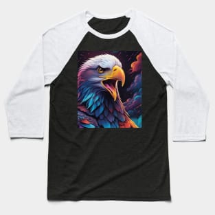 Bald Eagle Head Multi-Colored Baseball T-Shirt